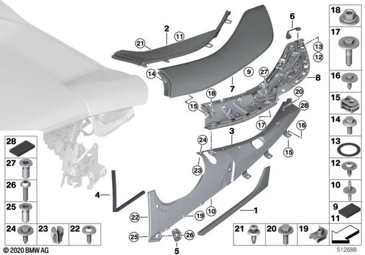 Left C-Pillar Protection Cover for BMW I15 (OEM 51447456975). Original BMW.