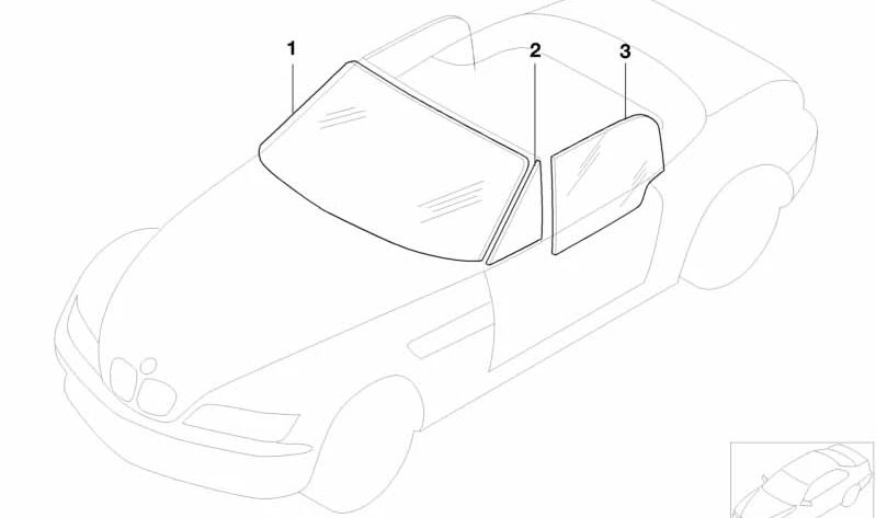 Pare-brise vert avec bande verte pour plusieurs modèles / séries BMW (OEM 51318400512). BMW d'origine.