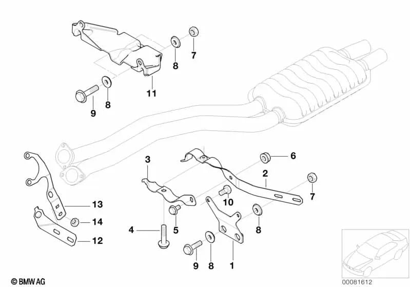 Placa de conexión para BMW E39 (OEM 18207508518). Original BMW