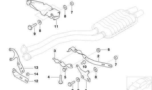 Abgassystemhalterung für BMW Serie 5 E39, X5 E53 (OEM 18317502867). Original BMW