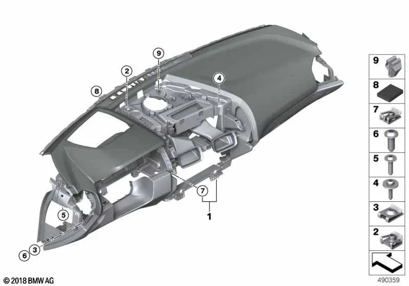 Tablero de instrumentos de cuero con Head-Up Display para BMW Serie 8 G14, G15, G16 (OEM 51457950802). Original BMW.