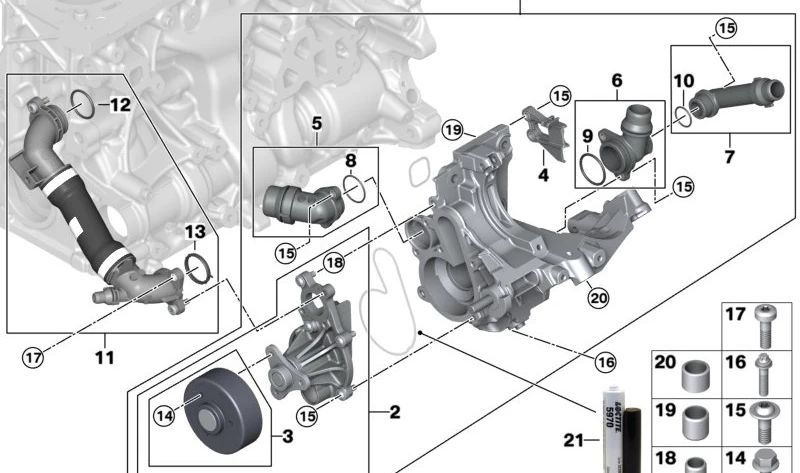 OEM -Wasserpumpenscheibe 11518663674 für BMW F30, F32, G20, G30, G11, G12, G01, G05. Original BMW.