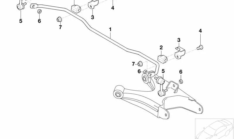 Soporte de Goma Estabilizador para BMW E38 (OEM 33551090556). Original BMW