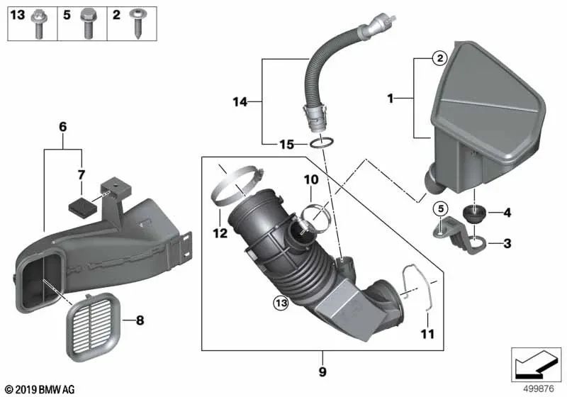 Clean air pipe for BMW G05 (OEM 13719887035). Genuine BMW