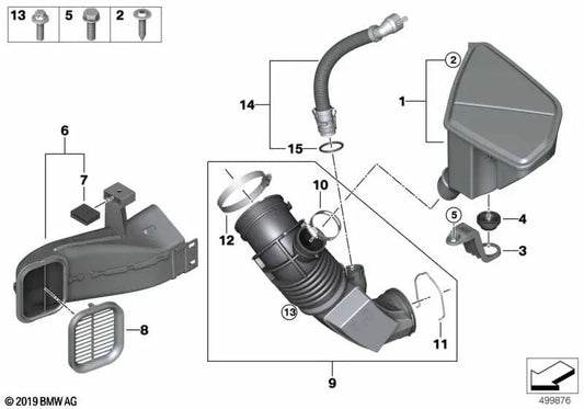 Tubo de aire limpio para BMW G05 (OEM 13719887035). Original BMW