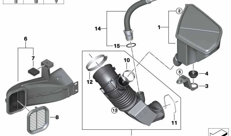 Soporte Resonador para BMW X5 G05, G18, X6 G06 (OEM 13718587562). Original BMW