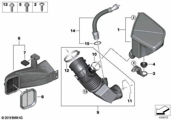 Tubo de aire limpio para BMW G05 (OEM 13719887035). Original BMW