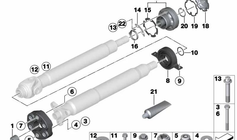 Junta metálica para árbol de transmisión OEM 26117507842 para BMW (Modelos compatibles: E82, E90, E92, E93, E60, E61, F10, E63, E64, F06, F12, F13, E65, E66). Original BMW.