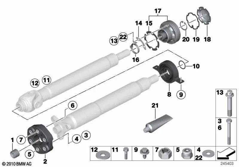 Tornillo Torx exterior con estriado para BMW E82, E90, E92, E93, E60, E61, F10, E63, E64, F06, F12, F13, E65, E66, E83 (OEM 26117526322). Original BMW