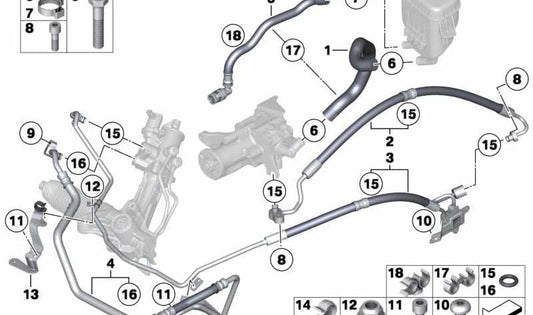 Manguera de expansión (2ª parte) OEM 32416796387 para BMW F07, F01, F02. Original BMW.