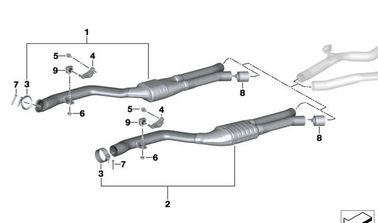 Silenciador delantero para BMW Z4 G29 (OEM 18307934417). Original BMW.