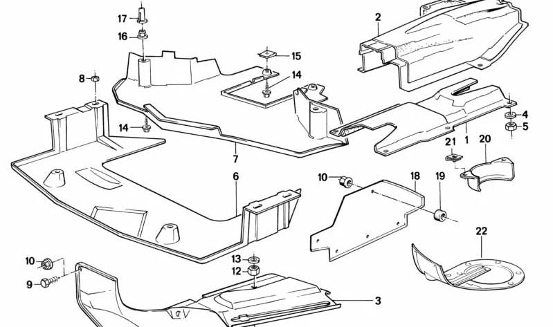 Protección del Compartimento del Motor para BMW Serie 5 E28 (OEM 51471901581). Original BMW.