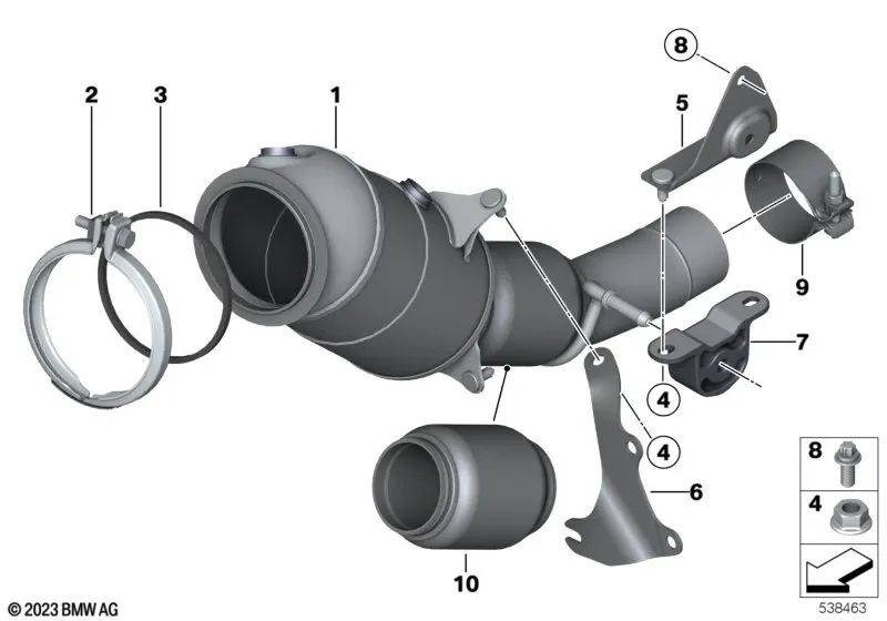 Erfolgsklemme für BMW 5 F07, F10, F11, F18 (OEM 18308621875). Original BMW.