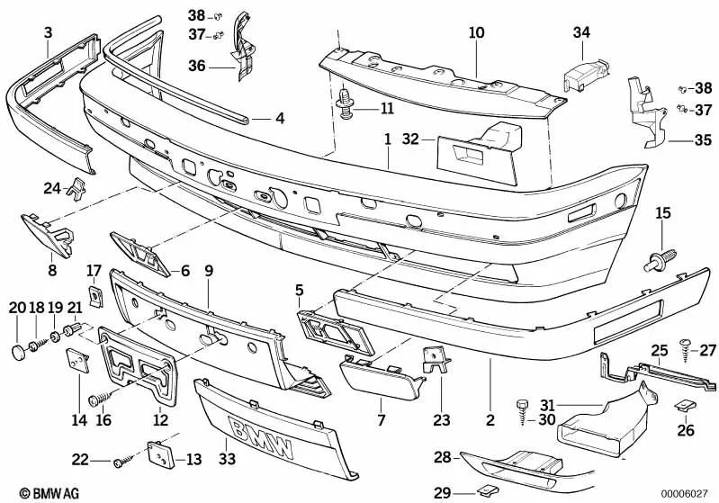 Kühlergrill für BMW Serie 5 E34 (OEM 51111944179). Original BMW.