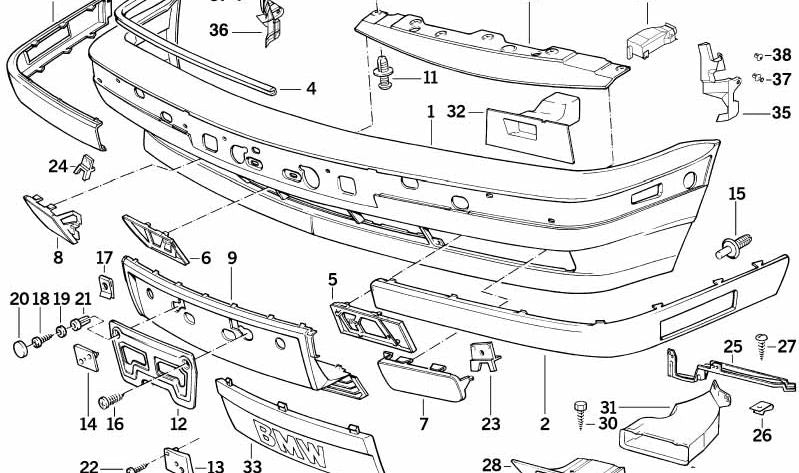 Revestimiento del Parachoques Delantero para BMW Serie 5 E34 (OEM 51111944439). Original BMW