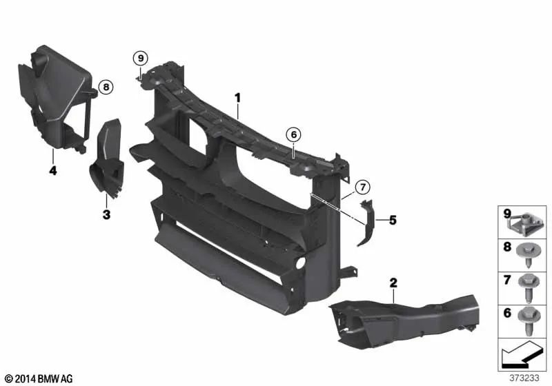 Left offset radiator air duct for BMW F85, F86 (OEM 51748056317). Genuine BMW