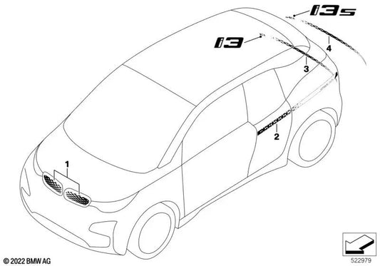 Aplicación de lámina para portón trasero para BMW i I01N (OEM 51145A38EB5). Original BMW.