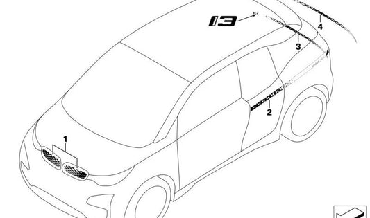 Aplicación de Film para el Portón Trasero para BMW I01N (OEM 51145A3CF67). Original BMW