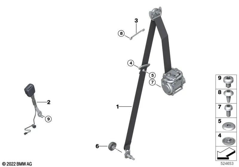 Cinturón superior delantero derecho para BMW G42, G87 (OEM 72118747472). Original BMW