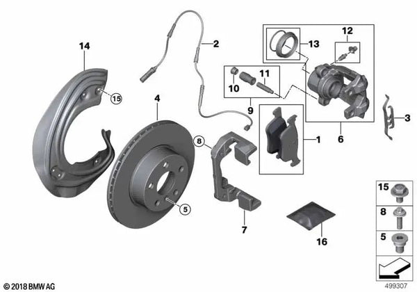 Carcasa de pinza de freno derecha para BMW Serie 2 G42, Serie 3 G20, G21 (OEM 34116895222). Original BMW.