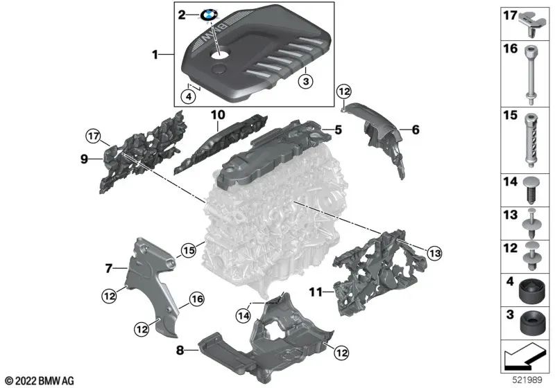 Motorabdeckung für BMW 7er G70, X5 G05N, X6 G06N (OEM 11148490354). Original BMW.