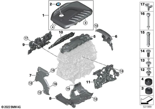 Cubierta Acústica del Motor para BMW Serie 7 G70, X5 G05N, X6 G06N, X7 G07N (OEM 11148490329). Original BMW.