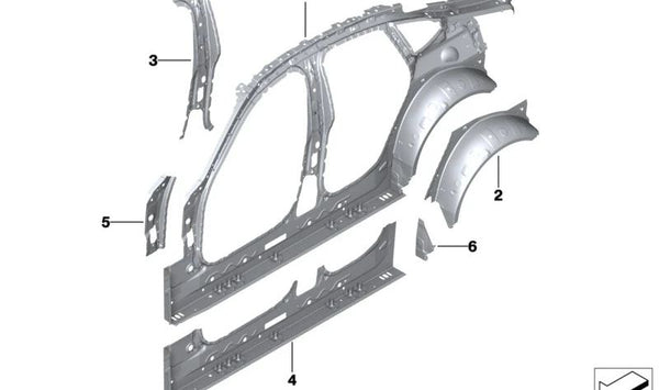 Paso de rueda exterior trasero derecho para BMW Serie 4 G26 (OEM 41149625574). Original BMW