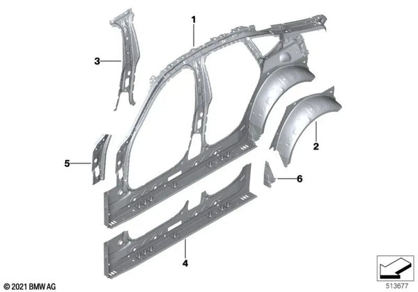 Placa de cierre del paso de rueda exterior izquierdo para BMW Serie 4 G26 (OEM 41149625575). Original BMW