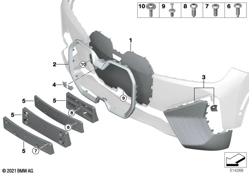 Soporte de matrícula delantero para BMW i I20 (OEM 51137933619). Original BMW