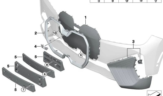 Left aircurtain for BMW I20 (OEM 51115A3AE03). Original BMW.