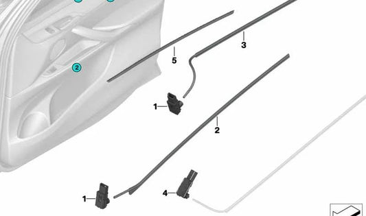 Conductor de luz para bandeja de puerta delantera derecha para BMW X5 F15, F85, X6 F16, F86 (OEM 63319288374). Original BMW