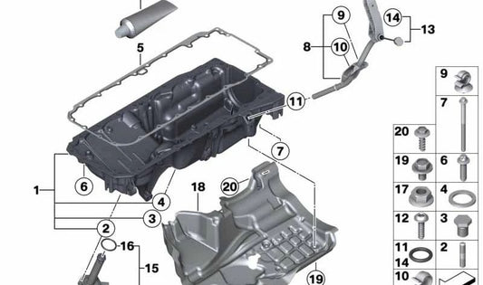 Copertura del motore acustico OEM 11148512651 per BMW F07, F10, F11, F06, F12, F13, F01, F02. BMW originale.