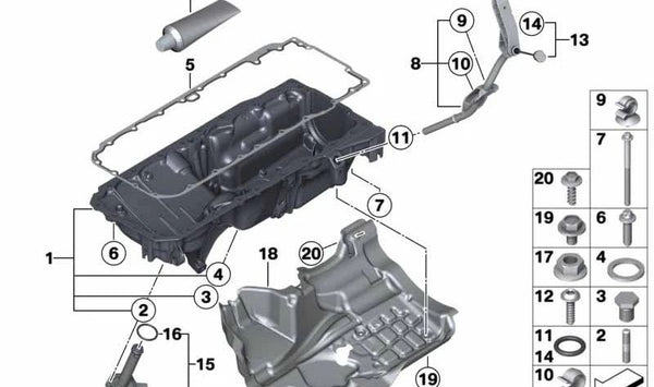 Varilla de medición de aceite para BMW Serie 5 F10, F11, Serie 7 F01N, X3 F25, X4 F26 (OEM 11437823522). Original BMW.