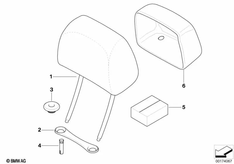 Leather headrest for BMW X6 E71 (OEM 52107322487). Original BMW.