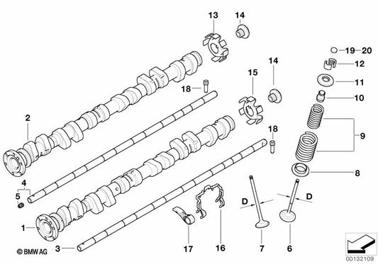 Árbol de levas de escape para BMW Serie 3 E46 (OEM 11317835043). Original BMW