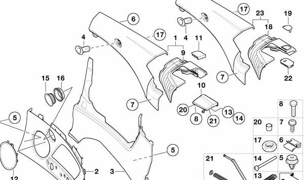 Inserto revestimiento lateral izquierdo para BMW Serie 3 E46 (OEM 51437158183). Original BMW