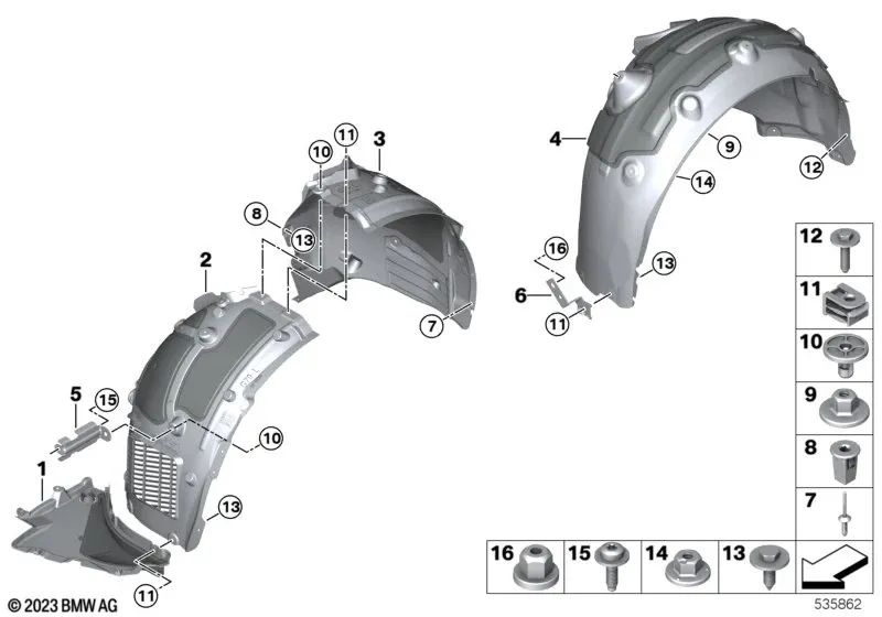 Tuerca de plástico para BMW G60, G70, I20 (OEM 07149854444). Original BMW.