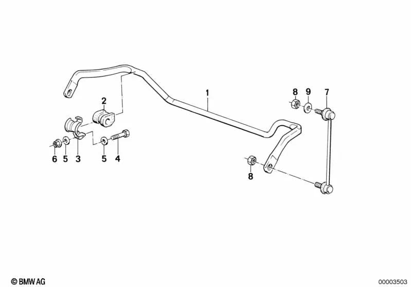 Casquillo de goma estabilizador para BMW Serie 3 E30 (OEM 31351701127). Original BMW