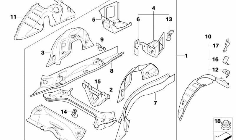 Suelo del maletero derecho para BMW Serie 1 E81, E87 (OEM 41117137586). Original BMW