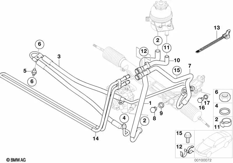 Manguera de aspiración para BMW X5 E53 (OEM 32416758958). Original BMW