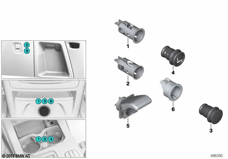 Zigarettenanzünderbuchse für BMW X3 F97, G01, G08, X4 F98, G02 (OEM 61349473608). Original BMW