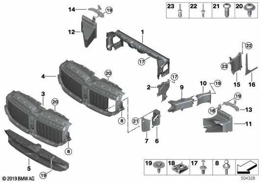 Tapa conducto de aire derecho para BMW G11N, G12N (OEM 51747478838). Original BMW