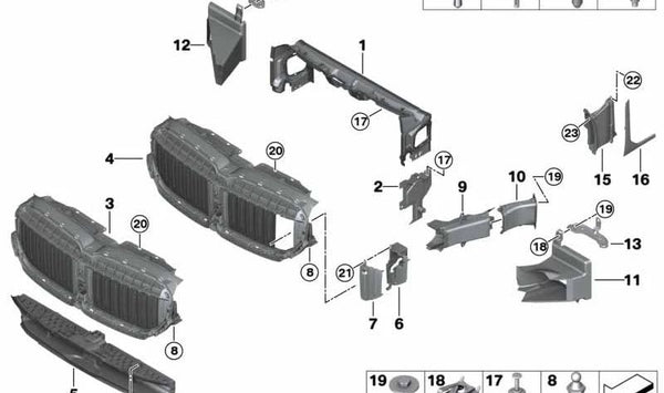 Luftklappen arriba para BMW Serie 7 G11N, G12N (OEM 51135A21A95). Original BMW