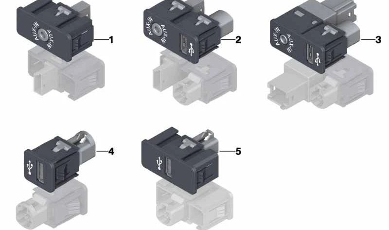 Conexión USB OEM 84109230248 para BMW (Modelos compatibles: F20, F22, F23, F87, F30, F31, F34, F35, F32, F33, F36, F82, F83). Original BMW.