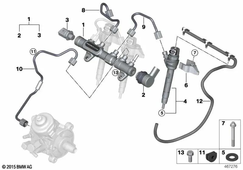 Conducto de aceite para BMW Serie 1 F20N, F21N, F40 Serie 2 F44, F45, F46, F48, F39 (OEM 13538583460). Original BMW