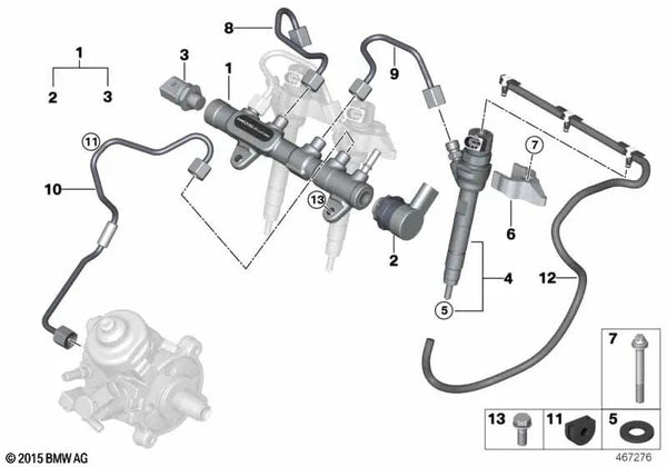 Conducto de aceite para BMW Serie 1 F20N, F21N, F40 Serie 2 F44, F45, F46, F48, F39 (OEM 13538583460). Original BMW