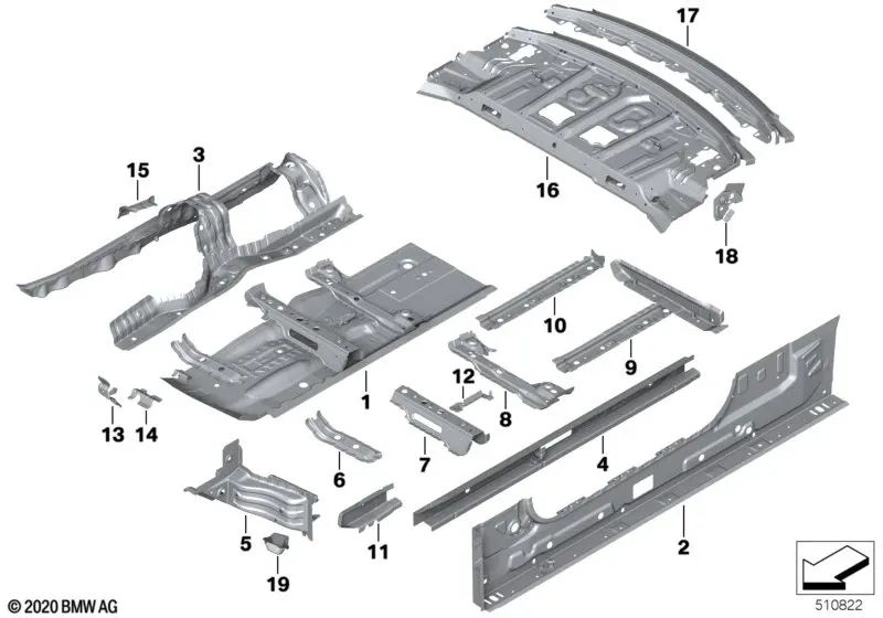 Soporte para el tensor del cinturón de seguridad trasero derecho para BMW G22, G82 (OEM 41009879526). Original BMW