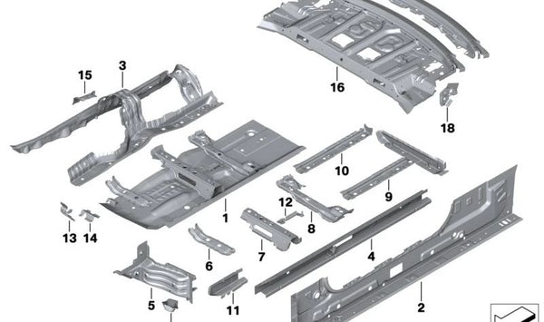 Larguero interior derecho para BMW Serie 4 G22, G23, G82 (OEM 41009879496). Original BMW