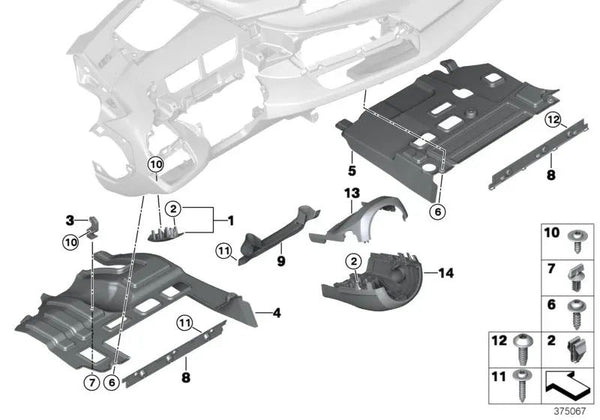 Revestimiento inferior de la columna de dirección para BMW I12, I12N, I15 (OEM 51459284356). Original BMW.