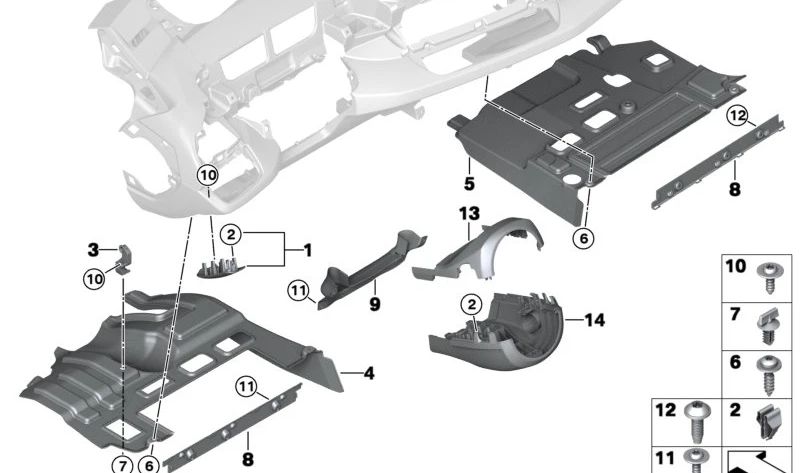 Upper cover of the direction column OEM 51459284357 for BMW I12, I15. Original BMW.